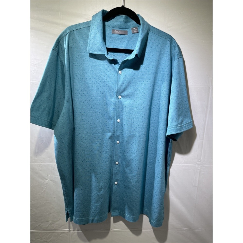 Daniel Cremieux 100% Cotton Teal Button Down Short Sleeve Shirt Size XXL